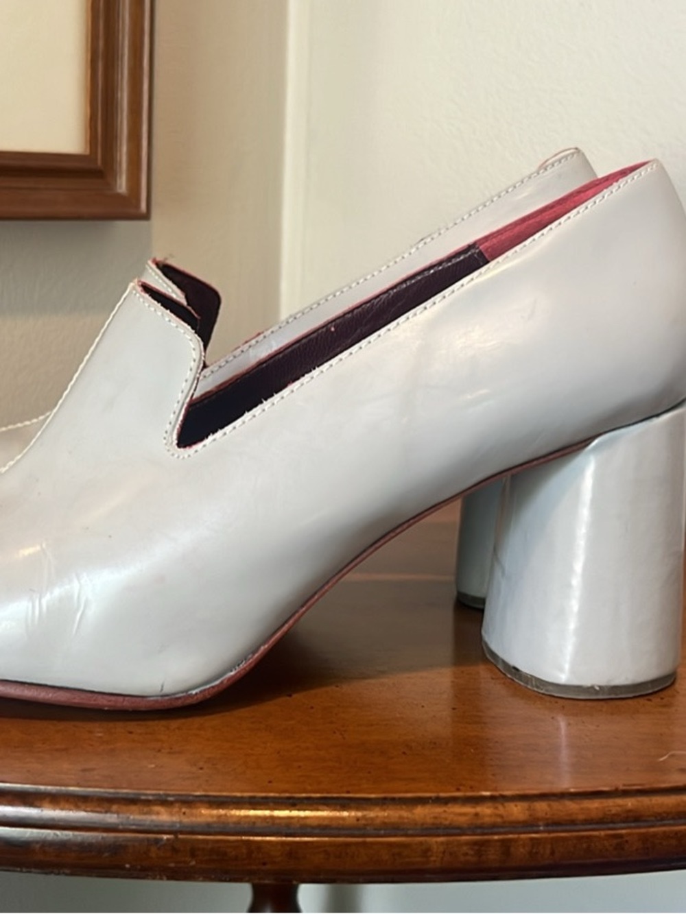 Rachel Comey May Gray Leather Loafer Block Heel Pumps Heels Size 6.5 Retro